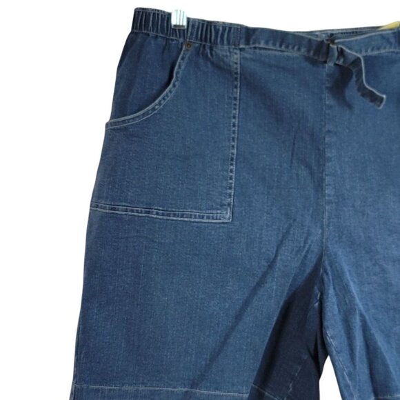 Denim & Co. Jean Shorts Blue 2X Pull On Elastic Waist Pockets Flat Front QVC - Picture 3 of 6